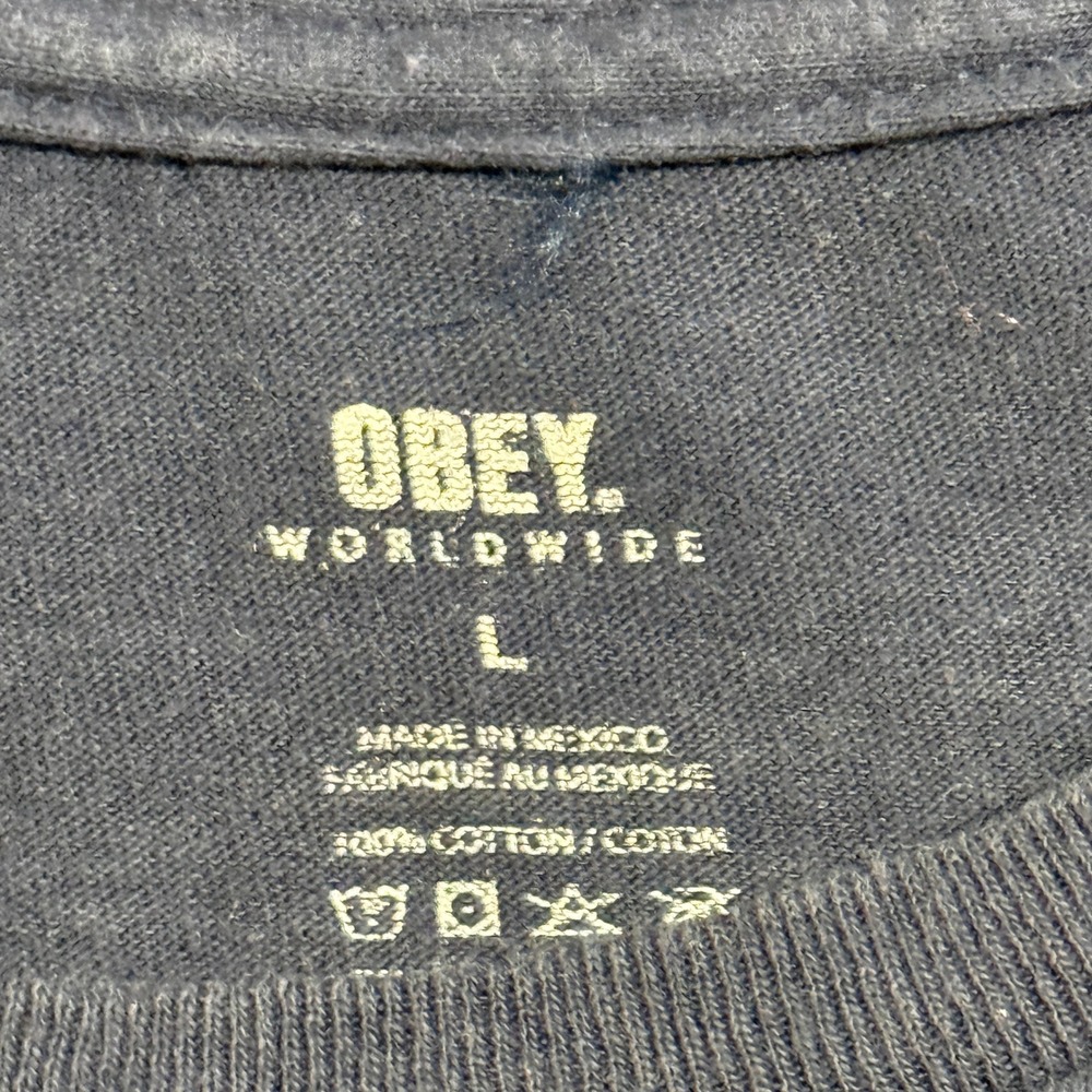 Obey Worldwide Mens Navy Blue Andre the Giant Box Logo Graphic T-Shirt Large - Picture 3 of 5